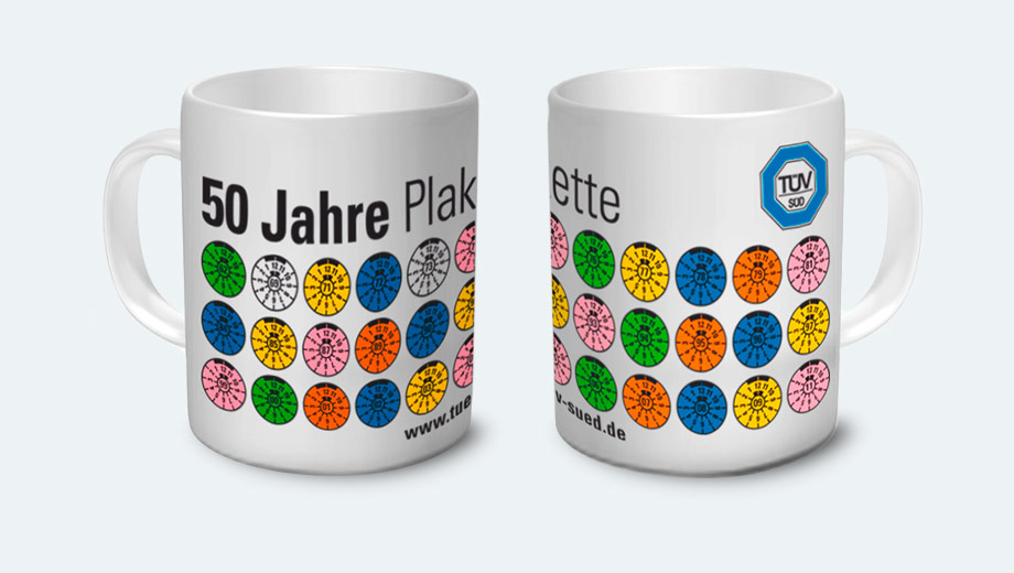 TÜV SÜD 50 Jahre Plaketten Tassen